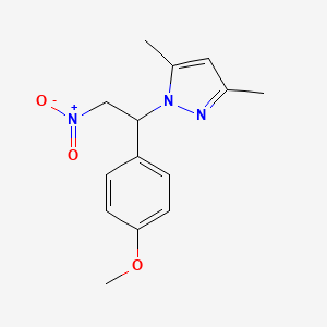 molecular formula C14H17N3O3 B2651098 1-[1-(4-甲氧基苯基)-2-硝基乙基]-3,5-二甲基吡唑 CAS No. 956181-62-7