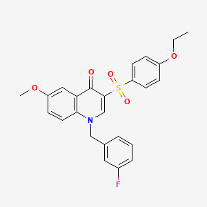 molecular formula C25H22FNO5S B2651105 3-(4-Ethoxyphenyl)sulfonyl-1-[(3-fluorophenyl)methyl]-6-methoxyquinolin-4-one CAS No. 866340-51-4