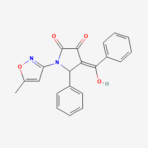 molecular formula C21H16N2O4 B2651118 4-benzoyl-3-hydroxy-1-(5-methylisoxazol-3-yl)-5-phenyl-1H-pyrrol-2(5H)-one CAS No. 618873-38-4