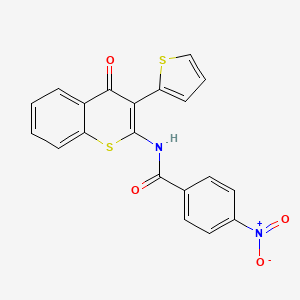 4-nitro-N-(4-oxo-3-(thiophen-2-yl)-4H-thiochromen-2-yl)benzamide