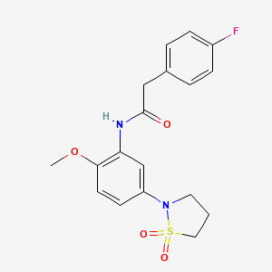 molecular formula C18H19FN2O4S B2651126 N-(5-(1,1-dioxidoisothiazolidin-2-yl)-2-methoxyphenyl)-2-(4-fluorophenyl)acetamide CAS No. 946261-42-3