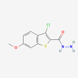 molecular formula C10H9ClN2O2S B2651127 3-Chloro-6-methoxy-1-benzothiophene-2-carbohydrazide CAS No. 142137-98-2
