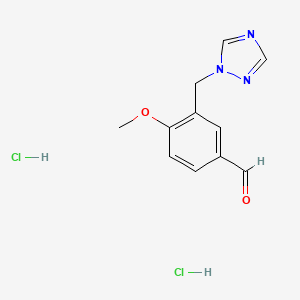 molecular formula C11H13Cl2N3O2 B2651139 4-甲氧基-3-(1H-1,2,4-三唑-1-基甲基)苯甲醛二盐酸盐 CAS No. 1982761-03-4