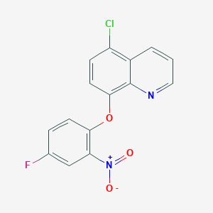 molecular formula C15H8ClFN2O3 B2651141 5-氯-8-(4-氟-2-硝基苯氧基)喹啉 CAS No. 400078-01-5