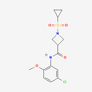 molecular formula C14H17ClN2O4S B2651143 N-(5-氯-2-甲氧基苯基)-1-(环丙基磺酰基)氮杂环丁烷-3-甲酰胺 CAS No. 1428365-23-4