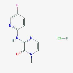 molecular formula C10H10ClFN4O B2651152 3-[(5-Fluoropyridin-2-yl)amino]-1-methylpyrazin-2-one;hydrochloride CAS No. 2320517-50-6
