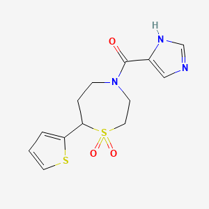molecular formula C13H15N3O3S2 B2651153 (1,1-dioxido-7-(thiophen-2-yl)-1,4-thiazepan-4-yl)(1H-imidazol-4-yl)methanone CAS No. 2034307-63-4