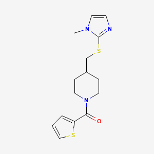 molecular formula C15H19N3OS2 B2651157 (4-(((1-methyl-1H-imidazol-2-yl)thio)methyl)piperidin-1-yl)(thiophen-2-yl)methanone CAS No. 1428349-88-5