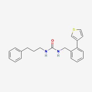 molecular formula C21H22N2OS B2651159 1-(3-苯丙基)-3-(2-(噻吩-3-基)苄基)脲 CAS No. 1797143-54-4