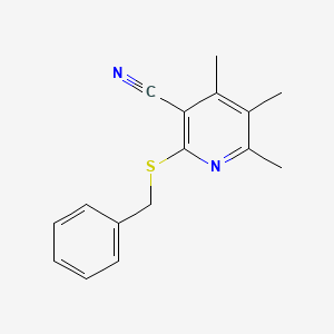 molecular formula C16H16N2S B2651161 2-(Benzylthio)-4,5,6-trimethylnicotinonitrile CAS No. 151693-77-5