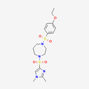 molecular formula C18H26N4O5S2 B2651166 1-((1,2-dimethyl-1H-imidazol-4-yl)sulfonyl)-4-((4-ethoxyphenyl)sulfonyl)-1,4-diazepane CAS No. 1904179-82-3