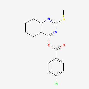 molecular formula C16H15ClN2O2S B2651169 2-(甲硫基)-5,6,7,8-四氢-4-喹唑啉基 4-氯苯甲酸酯 CAS No. 303987-59-9