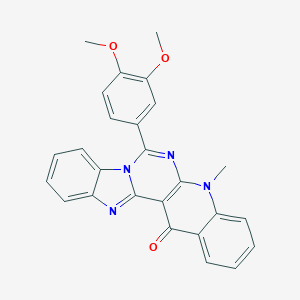 molecular formula C26H20N4O3 B265117 7-(3,4-dimethoxyphenyl)-5-methylbenzimidazo[1',2':1,6]pyrimido[4,5-b]quinolin-14(5H)-one 