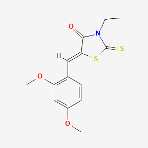 molecular formula C14H15NO3S2 B2651170 (5Z)-5-[(2,4-dimethoxyphenyl)methylidene]-3-ethyl-2-sulfanylidene-1,3-thiazolidin-4-one CAS No. 313964-42-0