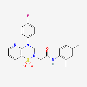 molecular formula C22H21FN4O3S B2651185 N-(2,4-dimethylphenyl)-2-(4-(4-fluorophenyl)-1,1-dioxido-3,4-dihydro-2H-pyrido[2,3-e][1,2,4]thiadiazin-2-yl)acetamide CAS No. 1251707-84-2