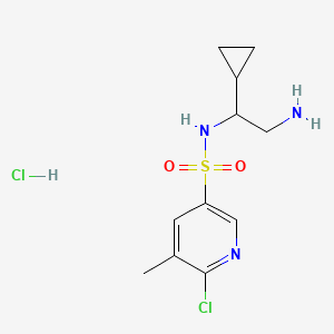 molecular formula C11H17Cl2N3O2S B2651197 N-(2-amino-1-cyclopropylethyl)-6-chloro-5-methylpyridine-3-sulfonamide hydrochloride CAS No. 1579875-58-3