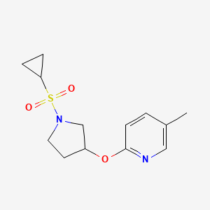 molecular formula C13H18N2O3S B2651200 2-((1-(环丙基磺酰基)吡咯烷-3-基)氧基)-5-甲基吡啶 CAS No. 1904030-86-9