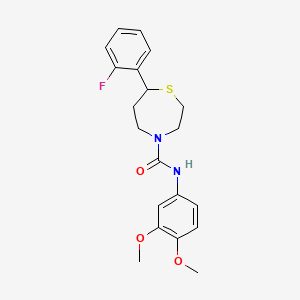 molecular formula C20H23FN2O3S B2651206 N-(3,4-dimethoxyphenyl)-7-(2-fluorophenyl)-1,4-thiazepane-4-carboxamide CAS No. 1705215-65-1