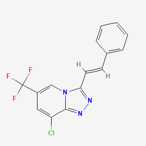 molecular formula C15H9ClF3N3 B2651214 8-chloro-3-[(E)-2-phenylethenyl]-6-(trifluoromethyl)-[1,2,4]triazolo[4,3-a]pyridine CAS No. 338795-37-2