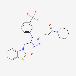 3-((5-((2-oxo-2-(piperidin-1-yl)ethyl)thio)-4-(3-(trifluoromethyl)phenyl)-4H-1,2,4-triazol-3-yl)methyl)benzo[d]thiazol-2(3H)-one