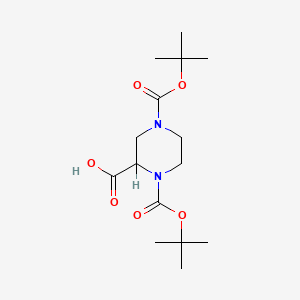 molecular formula C15H26N2O6 B2651216 1,4-di-Boc-piperazine-2-carboxylic acid CAS No. 181955-79-3; 788799-69-9