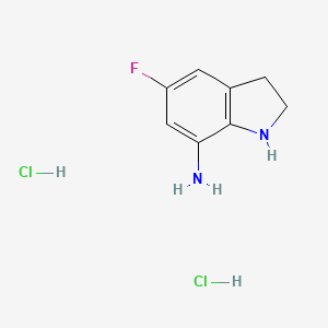 molecular formula C8H11Cl2FN2 B2651223 5-Fluoroindolin-7-amine dihydrochloride CAS No. 2306268-35-7