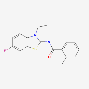 molecular formula C17H15FN2OS B2651229 (E)-N-(3-乙基-6-氟苯并[d]噻唑-2(3H)-亚甲基)-2-甲基苯甲酰胺 CAS No. 865545-02-4