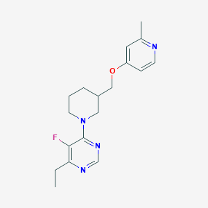 molecular formula C18H23FN4O B2651232 4-Ethyl-5-fluoro-6-[3-[(2-methylpyridin-4-yl)oxymethyl]piperidin-1-yl]pyrimidine CAS No. 2379988-53-9