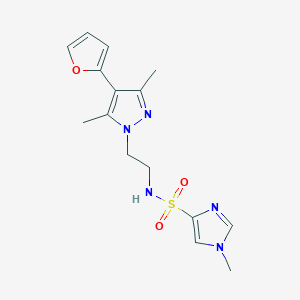 molecular formula C15H19N5O3S B2651237 N-(2-(4-(furan-2-yl)-3,5-dimethyl-1H-pyrazol-1-yl)ethyl)-1-methyl-1H-imidazole-4-sulfonamide CAS No. 2034418-12-5