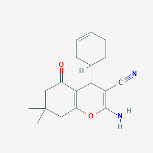 molecular formula C18H22N2O2 B2651239 2-amino-4-(cyclohex-3-en-1-yl)-7,7-dimethyl-5-oxo-5,6,7,8-tetrahydro-4H-chromene-3-carbonitrile CAS No. 275360-55-9