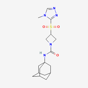 molecular formula C17H25N5O3S B2651258 N-((3s,5s,7s)-adamantan-1-yl)-3-((4-methyl-4H-1,2,4-triazol-3-yl)sulfonyl)azetidine-1-carboxamide CAS No. 2320176-66-5