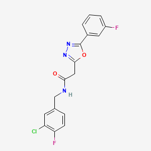 molecular formula C17H12ClF2N3O2 B2651261 N-(3-chloro-4-fluorobenzyl)-2-(5-(3-fluorophenyl)-1,3,4-oxadiazol-2-yl)acetamide CAS No. 1286724-81-9