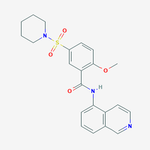 molecular formula C22H23N3O4S B2651264 N-(异喹啉-5-基)-2-甲氧基-5-(哌啶-1-基磺酰基)苯甲酰胺 CAS No. 1021047-12-0