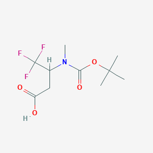 molecular formula C10H16F3NO4 B2651269 4,4,4-Trifluoro-3-[methyl-[(2-methylpropan-2-yl)oxycarbonyl]amino]butanoic acid CAS No. 2167432-43-9