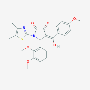 molecular formula C25H24N2O6S B265127 5-(2,3-dimethoxyphenyl)-1-(4,5-dimethyl-1,3-thiazol-2-yl)-3-hydroxy-4-(4-methoxybenzoyl)-1,5-dihydro-2H-pyrrol-2-one 
