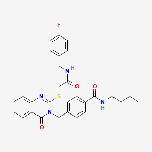 molecular formula C30H31FN4O3S B2651271 4-((2-((2-((4-氟苯甲基)氨基)-2-氧代乙基)硫代)-4-氧代喹唑啉-3(4H)-基)甲基)-N-异戊基苯甲酰胺 CAS No. 1115324-22-5