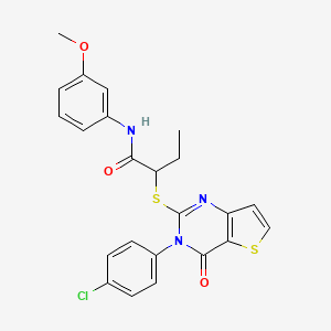 molecular formula C23H20ClN3O3S2 B2651272 2-((3-(4-chlorophenyl)-4-oxo-3,4-dihydrothieno[3,2-d]pyrimidin-2-yl)thio)-N-(3-methoxyphenyl)butanamide CAS No. 1798539-44-2