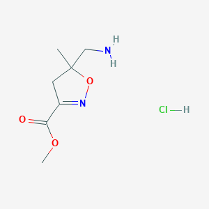 molecular formula C7H13ClN2O3 B2651274 Methyl 5-(aminomethyl)-5-methyl-4H-1,2-oxazole-3-carboxylate;hydrochloride CAS No. 2649078-23-7