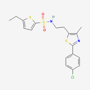 molecular formula C18H19ClN2O2S3 B2651280 N-(2-(2-(4-氯苯基)-4-甲基噻唑-5-基)乙基)-5-乙基噻吩-2-磺酰胺 CAS No. 946310-41-4