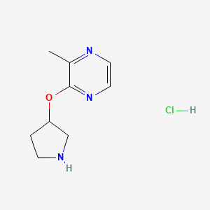 molecular formula C9H14ClN3O B2651287 2-Methyl-3-(pyrrolidin-3-yloxy)pyrazine hydrochloride CAS No. 1420853-10-6