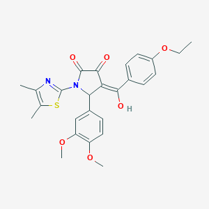 molecular formula C26H26N2O6S B265129 5-(3,4-dimethoxyphenyl)-1-(4,5-dimethyl-1,3-thiazol-2-yl)-4-(4-ethoxybenzoyl)-3-hydroxy-1,5-dihydro-2H-pyrrol-2-one 
