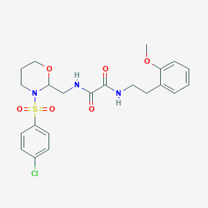 molecular formula C22H26ClN3O6S B2651294 N1-((3-((4-chlorophenyl)sulfonyl)-1,3-oxazinan-2-yl)methyl)-N2-(2-methoxyphenethyl)oxalamide CAS No. 872724-86-2