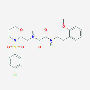 molecular formula C22H26ClN3O6S B2651294 N1-((3-((4-氯苯基)磺酰基)-1,3-恶唑烷-2-基)甲基)-N2-(2-甲氧基苯乙基)草酰胺 CAS No. 872724-86-2