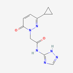 molecular formula C11H12N6O2 B2651295 2-(3-环丙基-6-氧代嘧啶并[1,2-a]嘧啶-1(6H)-基)-N-(1H-1,2,4-三唑-5-基)乙酰胺 CAS No. 2034536-15-5