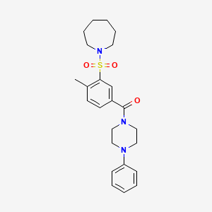 molecular formula C24H31N3O3S B2651297 (3-(Azepan-1-ylsulfonyl)-4-methylphenyl)(4-phenylpiperazin-1-yl)methanone CAS No. 690247-59-7