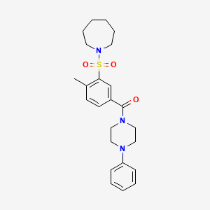 molecular formula C24H31N3O3S B2651297 (3-(氮杂环丁烷-1-磺酰基)-4-甲苯基)(4-苯基哌嗪-1-基)甲苯酮 CAS No. 690247-59-7