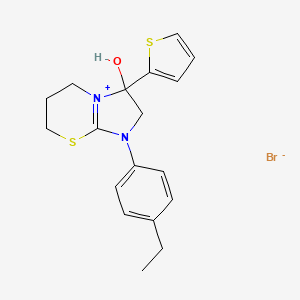 1-(4-ethylphenyl)-3-hydroxy-3-(thiophen-2-yl)-3,5,6,7-tetrahydro-2H-imidazo[2,1-b][1,3]thiazin-1-ium bromide