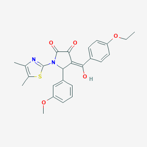 molecular formula C25H24N2O5S B265130 1-(4,5-dimethyl-1,3-thiazol-2-yl)-4-(4-ethoxybenzoyl)-3-hydroxy-5-(3-methoxyphenyl)-1,5-dihydro-2H-pyrrol-2-one 
