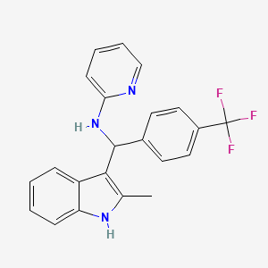 molecular formula C22H18F3N3 B2651303 N-((2-methyl-1H-indol-3-yl)(4-(trifluoromethyl)phenyl)methyl)pyridin-2-amine CAS No. 618405-05-3