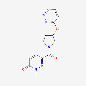 molecular formula C14H15N5O3 B2651304 2-methyl-6-(3-(pyridazin-3-yloxy)pyrrolidine-1-carbonyl)pyridazin-3(2H)-one CAS No. 2034433-85-5